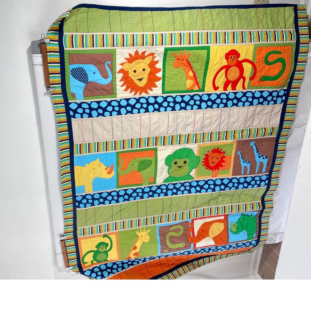 Vintage Circo Kids Safari Animal Quilt Unisex Multicolor Jungle Nursery Twin Bed